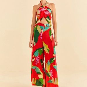 Farm Rio Red Heliconia Pants